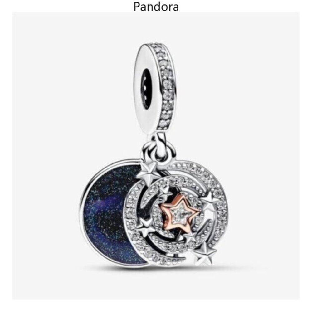 Pandora Two-tone Shooting Star Double Dangle Charm